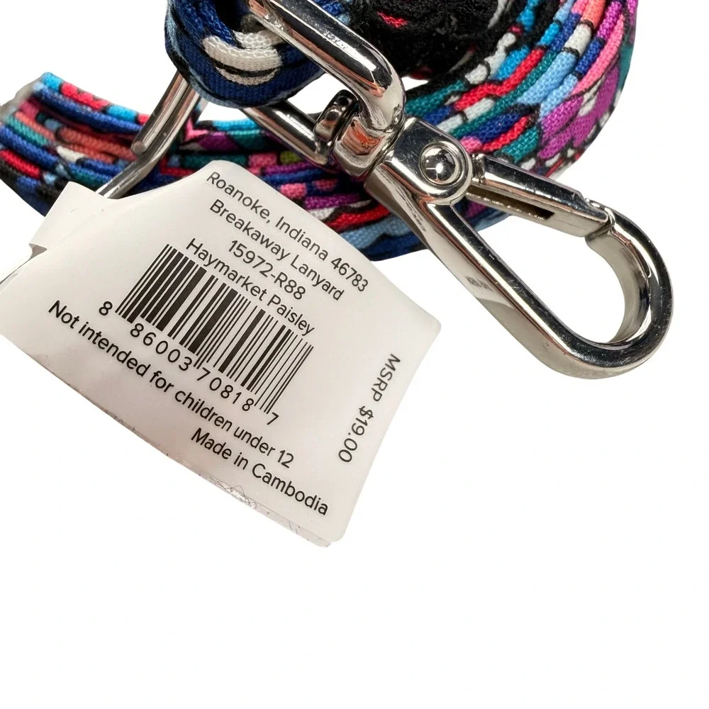 Vera Bradley Haymarket Paisley Breakaway Lanyard Bright Nurse Teacher Work Gift